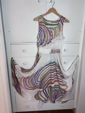 Plenty by Tracy Reese Anthropologie White Multicolor Swirl Midi Dress